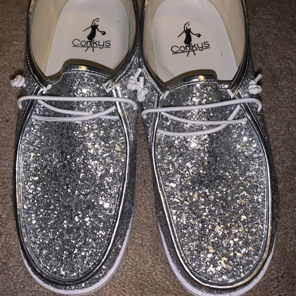 Corkys Shoes Corkys Silver Glitter Shoes Poshmark